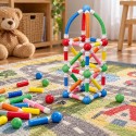 Магнитен STEM конструктор за деца 3D Пръчки и топчета – 45 части