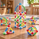 Магнитен STEM конструктор за деца 3D Пръчки и топчета – 45 части