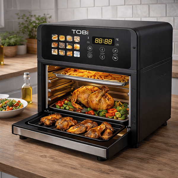 Мултифункционален Голям Фритюрник с Горещ Въздух TOBI 16L, Мощност 2400W и Пълноцветен Сензорен Touch Дисплей