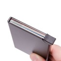 Портфейл картодържател с RFID и NFC защита за безконтактни карти в сив цвят от алуминий и 6 отделения за карти