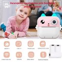 Детски фотоапарат Коте с мигновен печат, селфи камера и видео 1080P