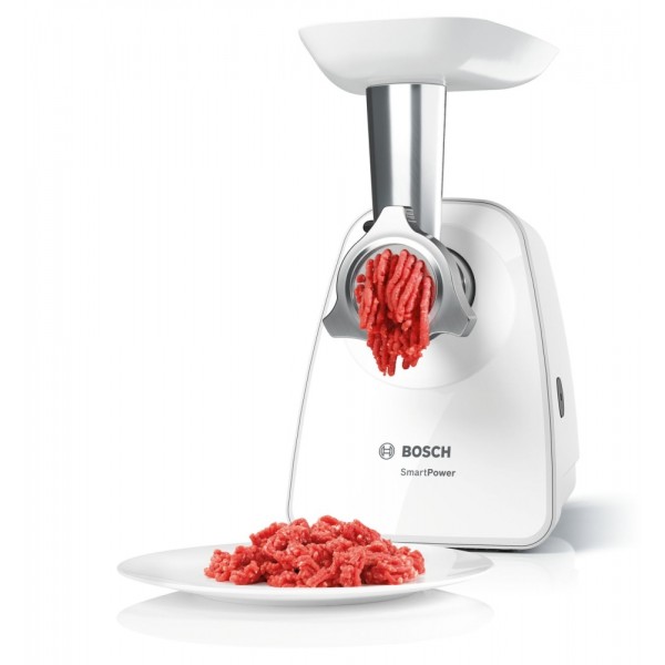 Месомелачка MFW2Bosch 517W с максимална мощност 1500 W и отделение за съхранение на кабела - бял цвят