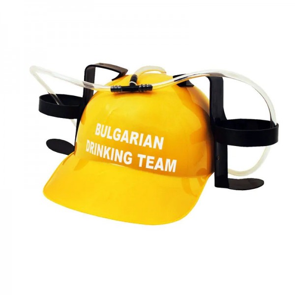 Каска за напитки с държачи и надпис "BULGARIAN DRINKING TEAM" в червен или син цвят 