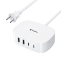Бързо зарядно устройство с 2 USB и 2 TYPE-C изхода и мощност от 35 W съвместимо с различни устройства