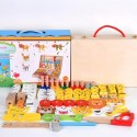 Montessori Детски куфар с 52 части - инструменти и животни за сглобяване от дърво