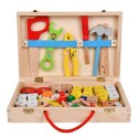Montessori Детски куфар с 52 части - инструменти и животни за сглобяване от дърво