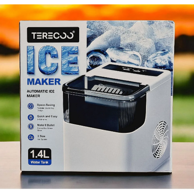 Ледогенератор Tarecoo с мощност 90W/165W, размери 30 х 30 х 23 см, 9 кубчета лед на цикъл и капацитет 1.4L 
