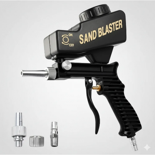 Алуминиев пясъкоструен апарат Sand Blaster с гравитационно подаване за подготовка и почистване на метал, камък и дърво