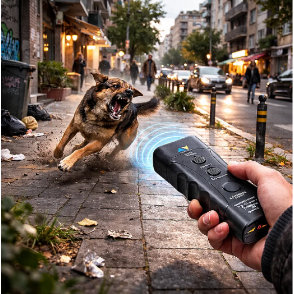 Професионален ултразвуков коректор Double Dog Chaser 3-в-1 - Мощен светлинен поток и безшумна дисциплина за вашето куче