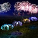 Градинска външна led соларна лампа във форма на Медуза която свети в 7 различни цвята