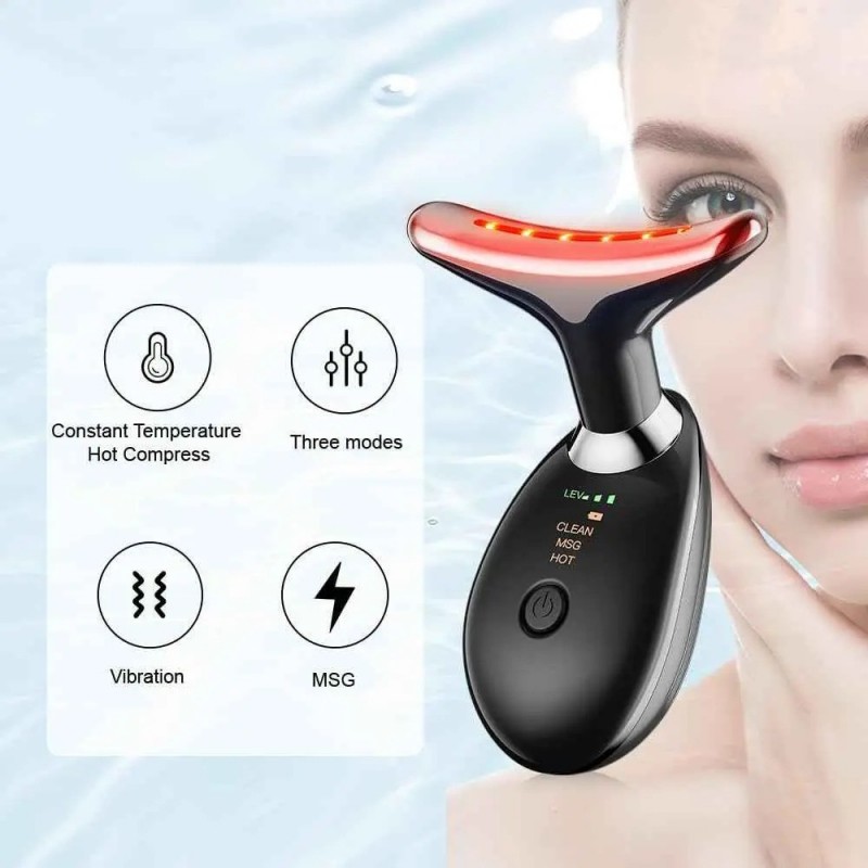 Масажор за лице и шия SayBeauty с масажна и LED светлинна терапия за подобряване на кожата и кръвообращението - за всеки тип кожа