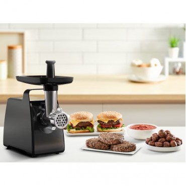 Месомелачка Tefal NE553838 с три решетки от неръждаема стомана за фино, средно и едро нарязване и аксесоари за колбаси, кайма и доматен сок - мощност 2000 W Месомелачка Tefal NE553838 с три решетки от неръждаема стомана за фино, средно и едро нарязване и аксесоари за колбаси, кайма и доматен сок - мощност 2000 W