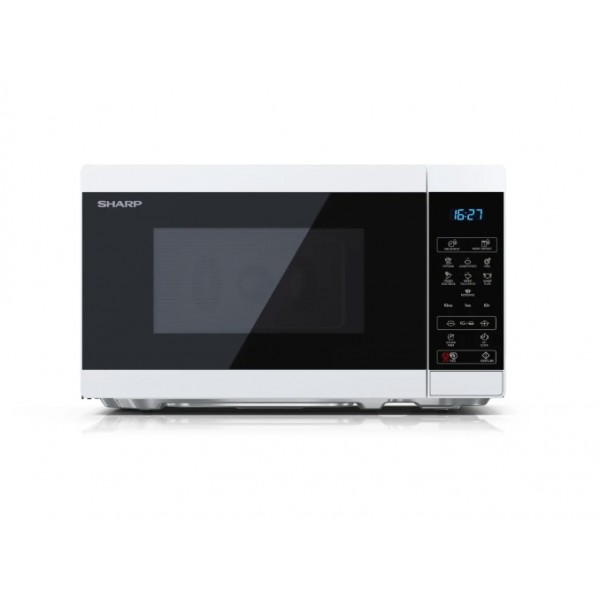 Микровълнова печка Sharp YC-MS02E-W със стоманено вътрешно покритие, 8 автоматични програми и 11 нива на мощност 