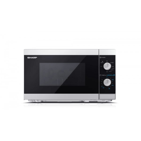 Микровълнова печка Sharp модел YC-MG01E-S с грил и капацитет 20 литра - за размразяване, затопляне или готвене