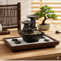 Настолен фонтан с релаксиращ звук на течаща вода на 3 нива подходящ за SPA атмосфера в малки пространства, йога и медитация