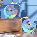 Настолен безшумен вентилатор с 5 режима на свете и 3 скорости на вятъра - подходящ за компютър, офис, кола с RGBFAN LED многоцветно осветление 