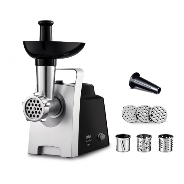 Месомелачка Tefal NE108831 за приготвяне на всякакъв вид месо, кайма и смиляне на зеленчуци с приставки за стъргане и рязане, аксесоар за колбаси - мощност 1400 W