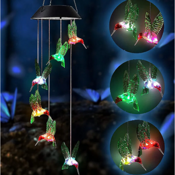 Соларен полилей Colibri с поменящи се LED цветове и висящ дизайн тип вятърен звън