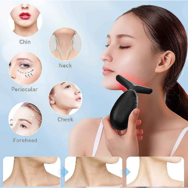 Масажор за лице и шия SayBeauty с LED светлина за Стегната, свежа и подмладена кожа