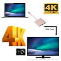 3 в 1 Type C към HDMI адаптер, поддръжка на 4K резолюция, 3D технология и синхронизация с аудио