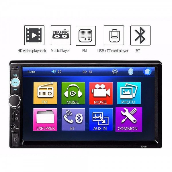 Мултимедия 7010 Двоен дин, с GPS модул и 7-инчовият TFT LCD тъч скрийн дисплей и функция видео паркиране