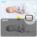 Видео бебефон с камера сензор за светлина и температура монитор 3.2 инча и нощен режим