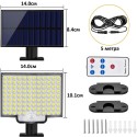 LED Външна лампа с дистанционно управление, соларен пенел, сензор за движение с обхват 3-5 метра и 106 лед диода