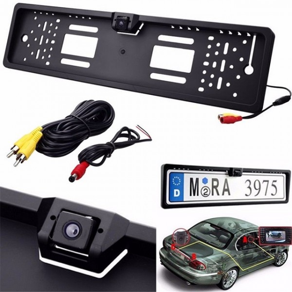 Камера за задно виждане с рамка за номера и 2 датчика за паркиране EU Car plate