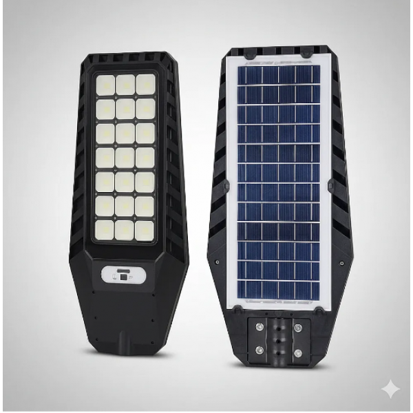 Соларна лампа с мощност 1600W в ярко LED осветление, 120° широк обхват на светлината подходяща за паркинги, складови помещения, улици, ферми